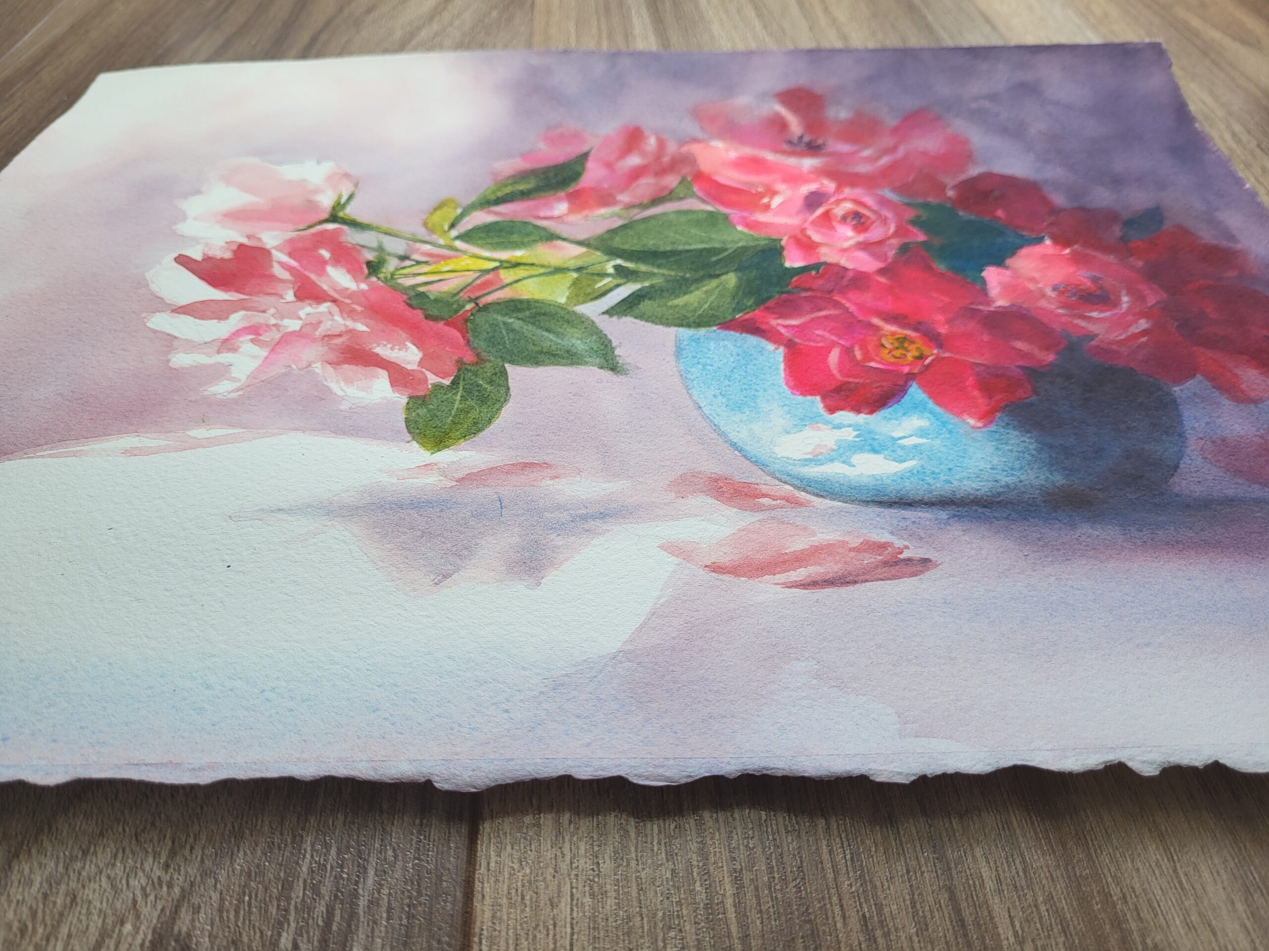 Roses in a Blue Vase - Image 2